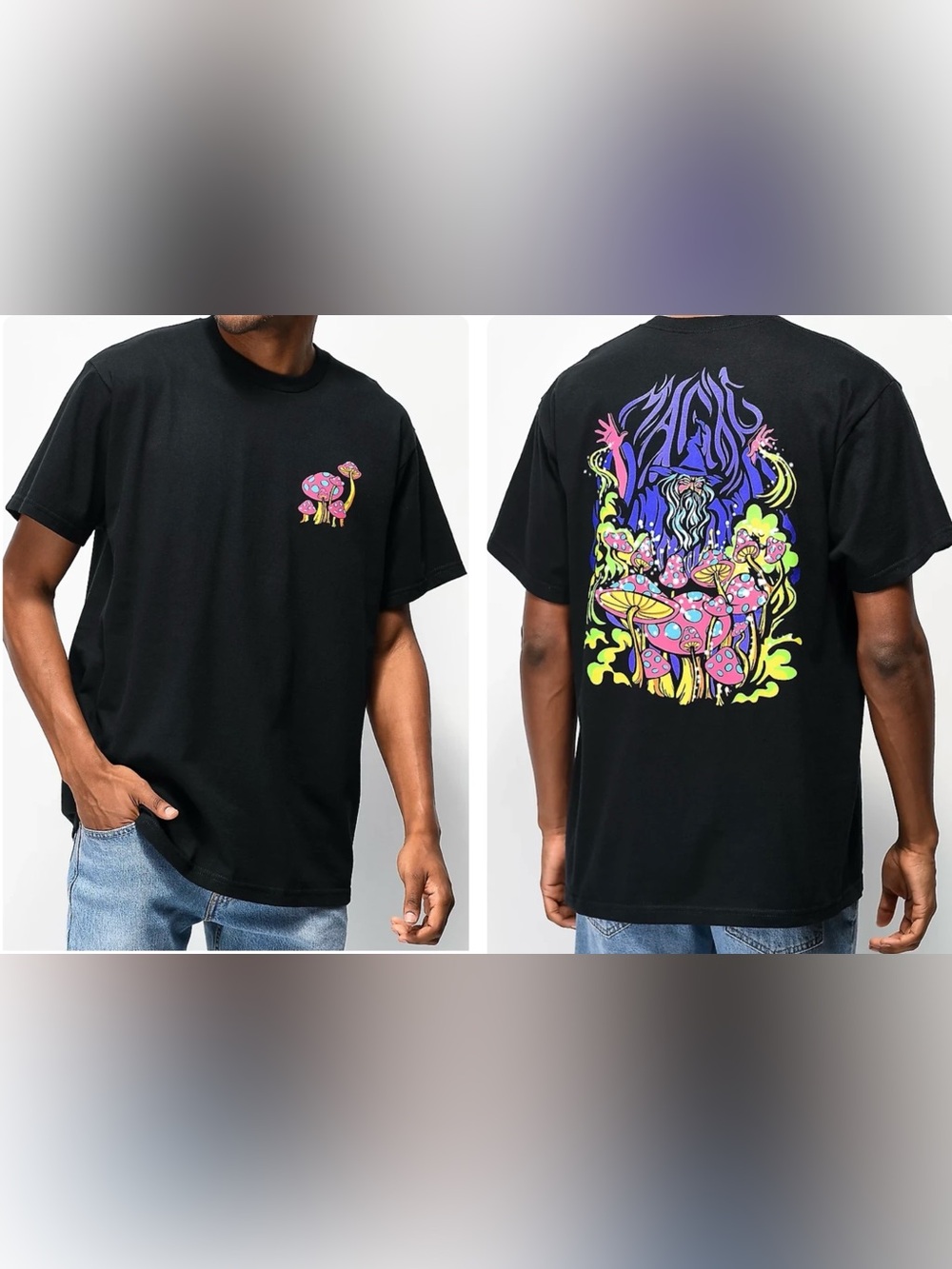 aLab 100% Cotton Magic Mushrooms Psychedelic Graphic Tee